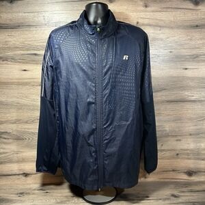 VTG Russell Athletic Track Suit Jacket Men 2XL Big 90s Y2K Navy Blue